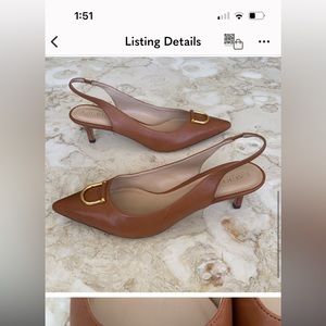 Ralph Lauren Leather Sling Back Kitten Heels